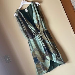 HAUTE HIPPIE SzM crossover faux wrap dress sequins silk grunge boho